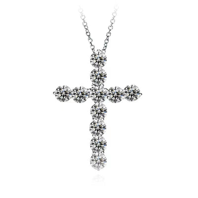 Streetwear Cross Copper Zircon Pendant Necklace for Men and Women