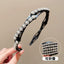 Women's Shiny Flower Acrylic Rhinestone Pearl Hair Band with Stretchable Teeth Headband