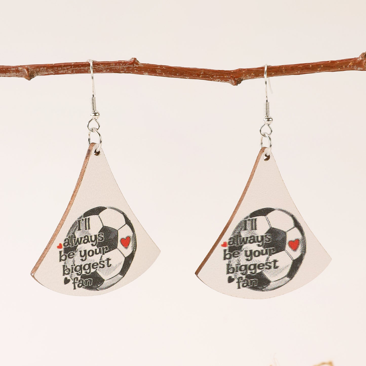 Pair of Casual Sports Letter Print Wood Drop Earrings - Basketball & Football Design