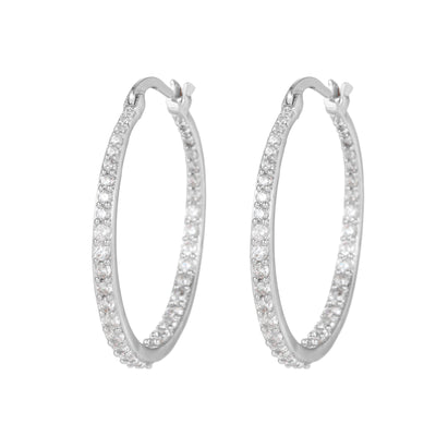 1 Pair 18k Gold Plated Zircon Inlay Hoop Earrings