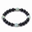 Unisex Natural Stone Beaded Bracelet - 8mm Black Lava & Frosted Stone Jewelry