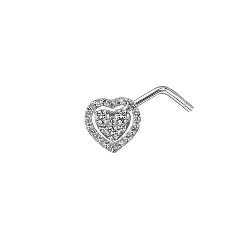 Streetwear Heart and Butterfly Shape Stainless Steel Zircon Nose Ring