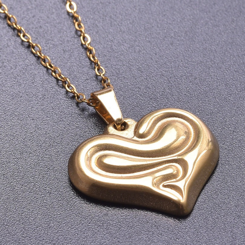 Simple Heart Shape 304 Stainless Steel Women's Pendant Necklace with 18k Gold Plating