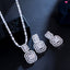 Luxurious Bridal Square Zirconia Jewelry Set in White Gold Plated Copper