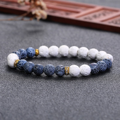 Vintage Ethnic Round Natural Stone Couple Bracelets - Fashion Volcanic Stone Design