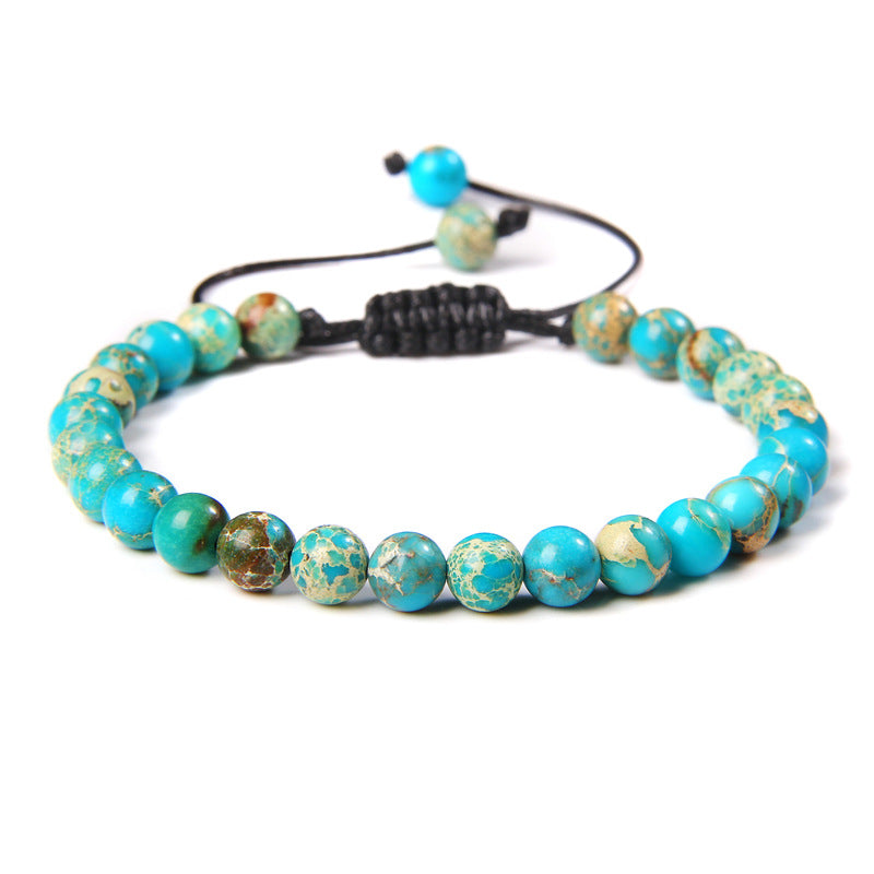 Ethnic Natural Stone Agate Beaded Adjustable Yoga Bracelet