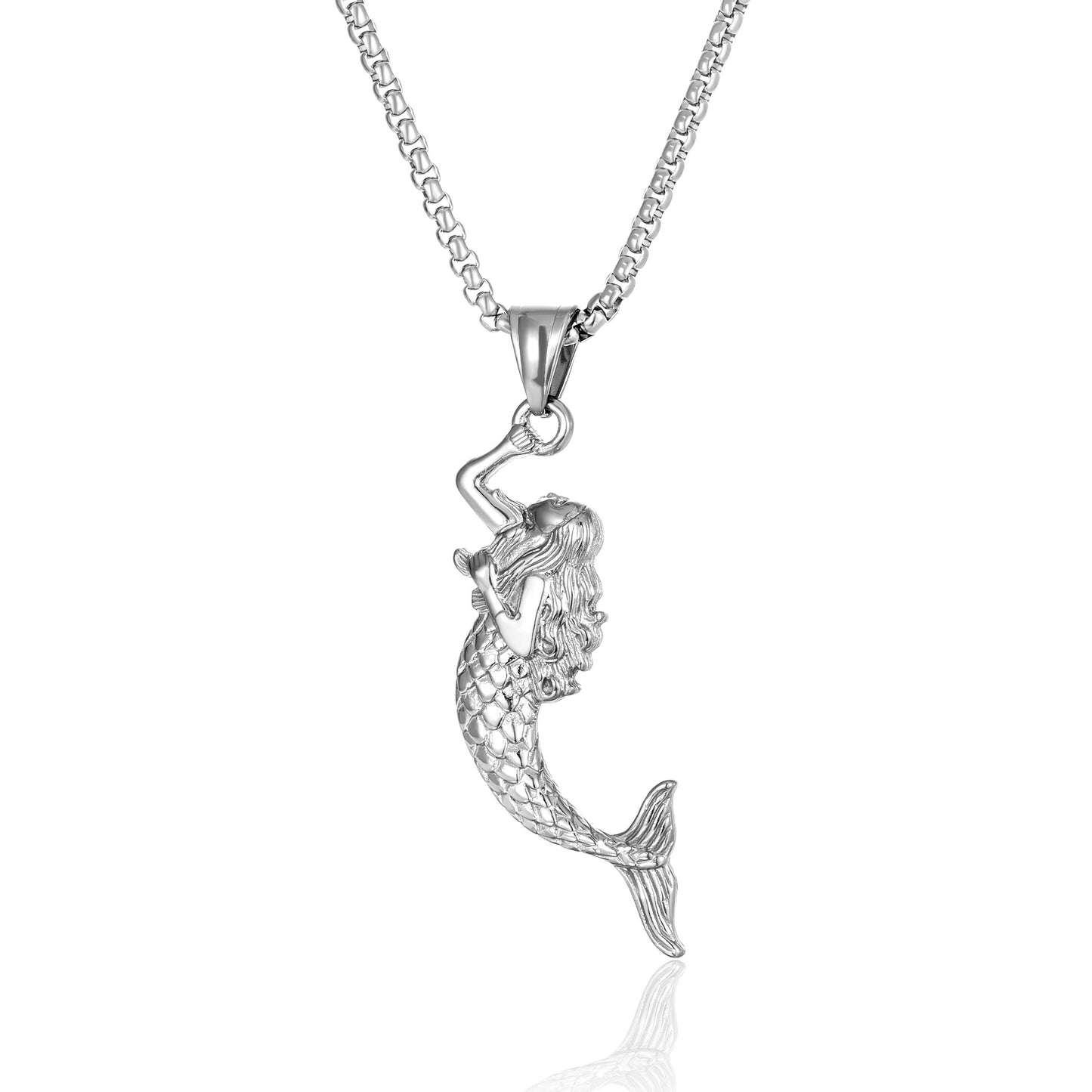 IG Style Unisex Mermaid Fish 304 Stainless Steel Pendant Necklace