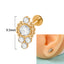 18K Gold Plated Geometric Stainless Steel Lip and Ear Stud Set with Rhinestones