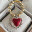 Copper Retro Enamel Heart Shaped Red Bead Bracelet for Women