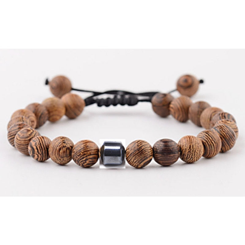 Simple Style Adjustable Map Tiger Eye and Hematite Beaded Bracelet