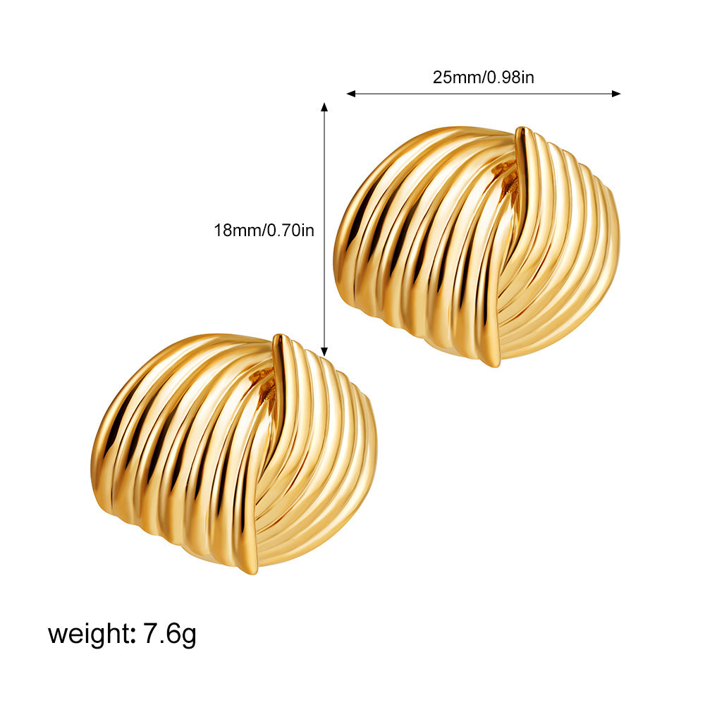 1 Pair Minimalist Roman Geometric 18k Gold Plated Copper Ear Studs