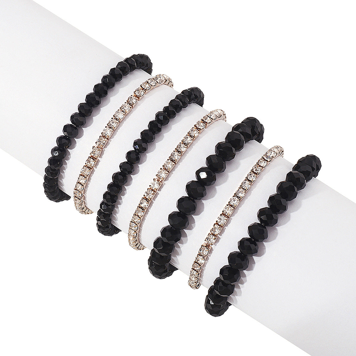 Bohemian Geometric Crystal Alloy Rhinestone Layered Bracelets