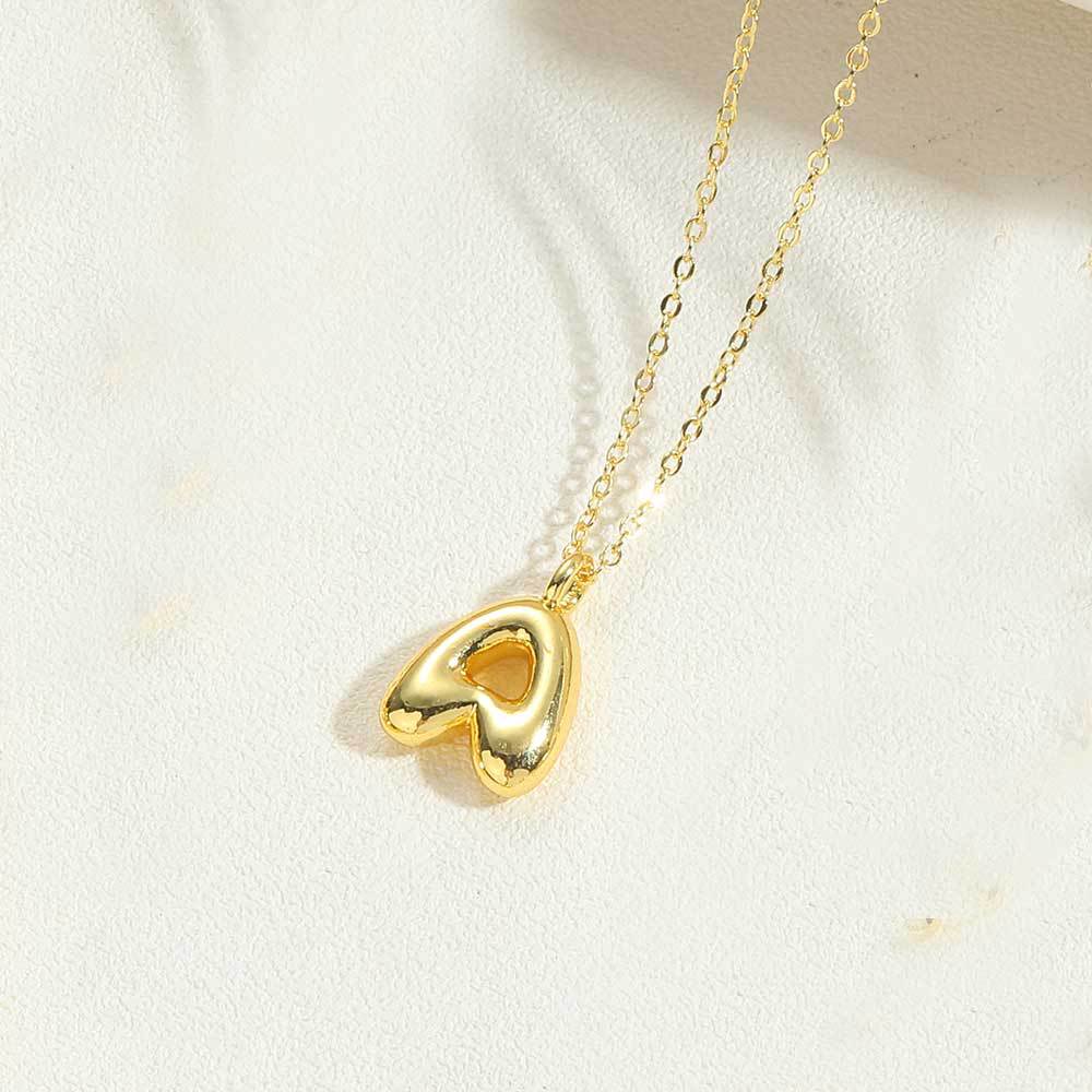 14K Gold Plated Copper Initial Pendant Necklace