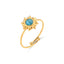 Fashion Retro Black Onyx Adjustable Opal Sun Ring Stainless Steel Jewelry