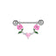 1 Piece Heart Shape Flower Nipple Rings & Studs 316 Stainless Steel Alloy with Rhinestones and Resin Inlay, Gold Plated