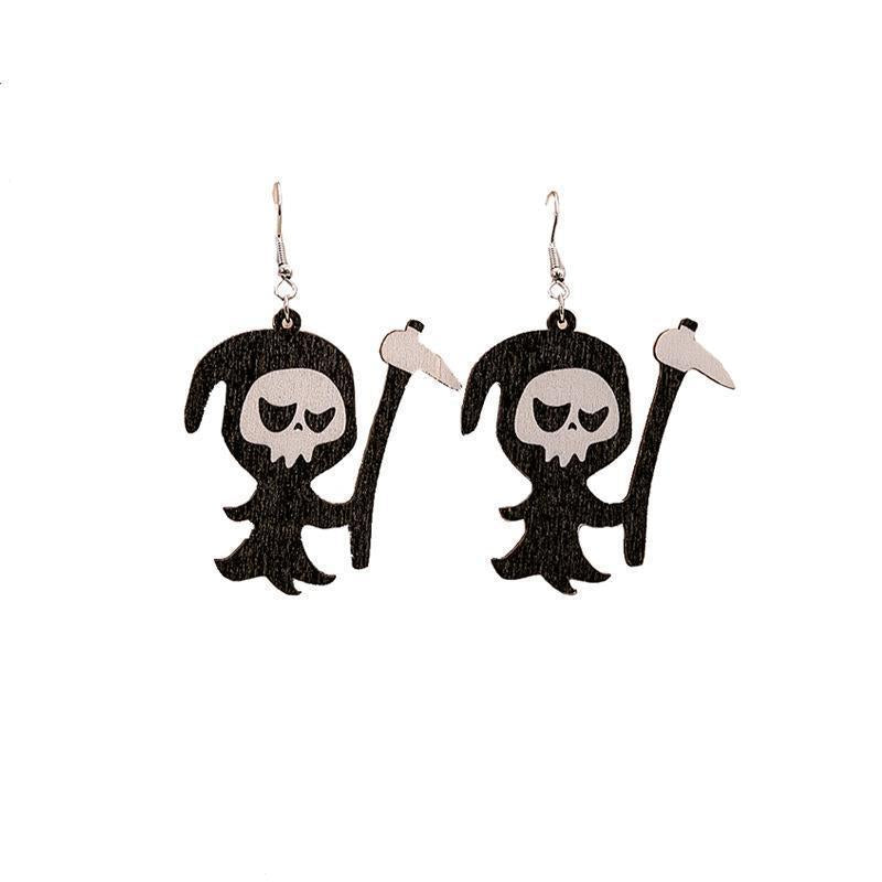 1 Pair Punk Butterfly Skull Enamel Alloy Drop Earrings