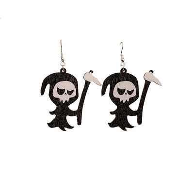 Gothic Butterfly Skull & Halloween Pumpkin Ghost Drop Earrings