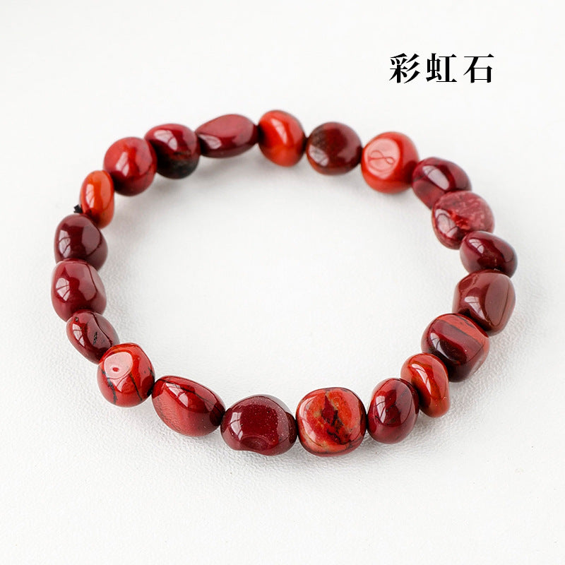 Simple Round Natural Stone Crystal Beaded Bracelet for Women