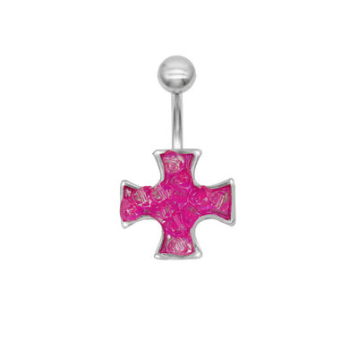 1 Piece Classic Cross Belly Ring 316 Stainless Steel White Gold Plated