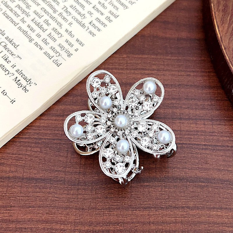 Women's Floral Rhinestone Pearl Hair Claw Clip