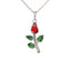 18K Gold Plated Enamel Rose Flower Pendant Necklace