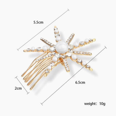 Sweet Sunflower Alloy Pearl Bridal Hair Comb