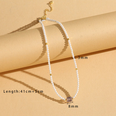 Elegant Geometric Glass Pearl Black Pointed 18K Gold Plated Women's Necklace