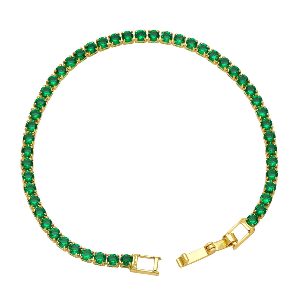 Simple Geometric 18k Gold Plated Zircon Tennis Chain Bracelet