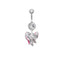 1 Piece Belly Rings Simple Style Classic Style Heart Shape Rose Bow Knot 316 Stainless Steel  Alloy Plating Inlay Resin Rhinestones Glass White Gold Plated