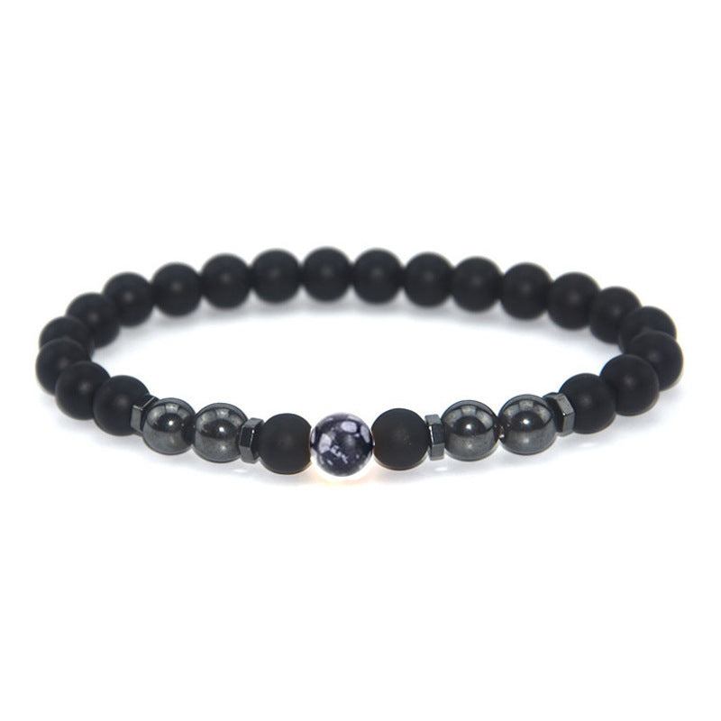 Retro Matte Black Magnetic Stone Beaded Anklet