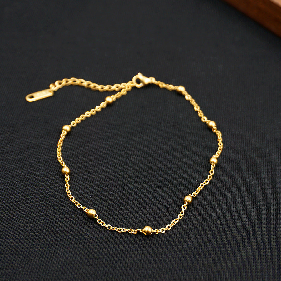 Gold Plated Stainless Steel Adjustable Women's Anklet Set