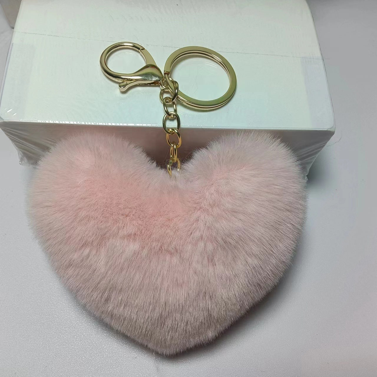 Cute Heart Shaped Plush Keychain for Bags and Cars