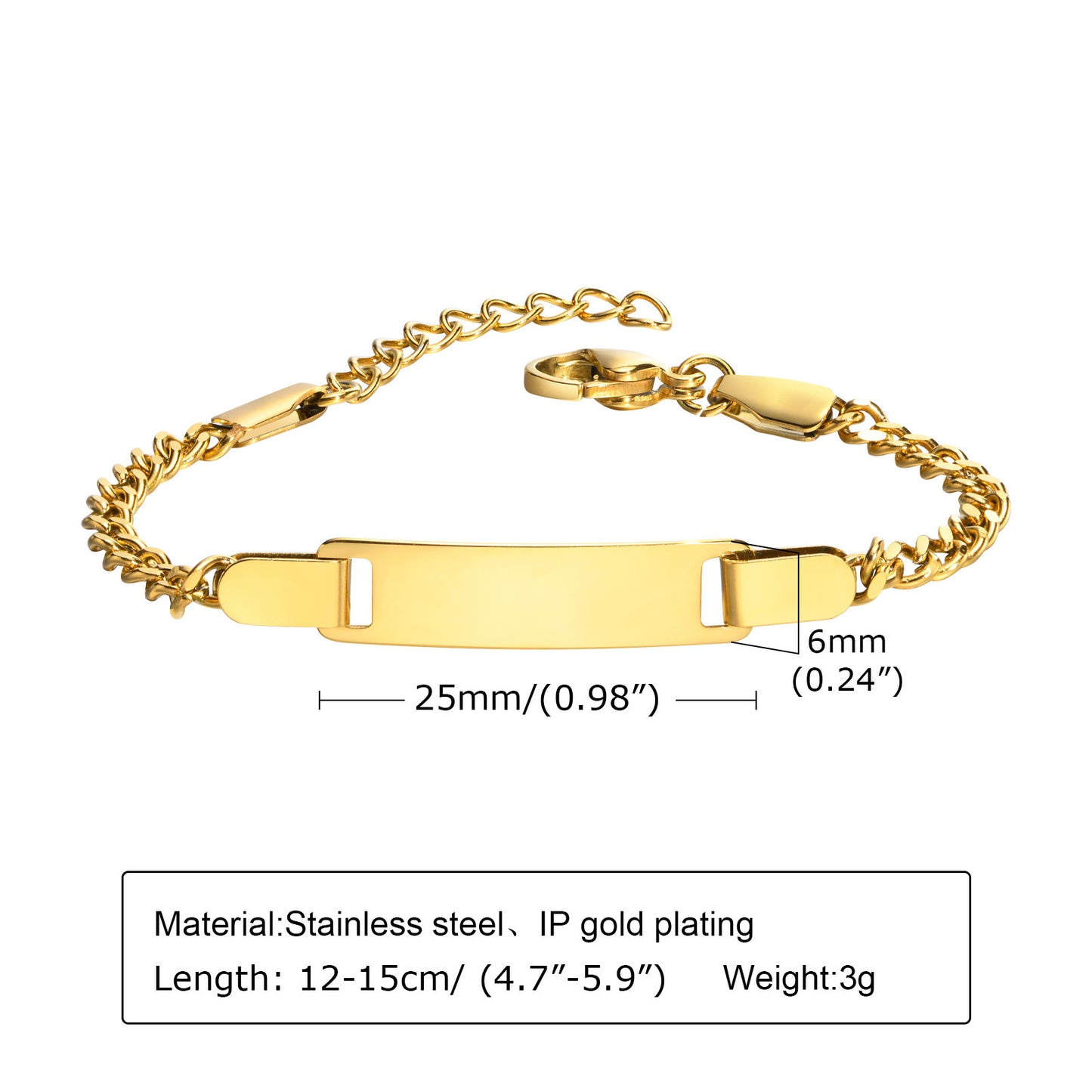 Simple Geometric 18K Gold Plated Stainless Steel Adjustable Kid's Bracelet