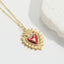 14K Gold Plated Enamel Heart Wings Zircon Pendant Necklace