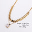 18K Gold Plated Zircon Layered Necklace with Stainless Steel Rectangle Pendant and Statement Chain