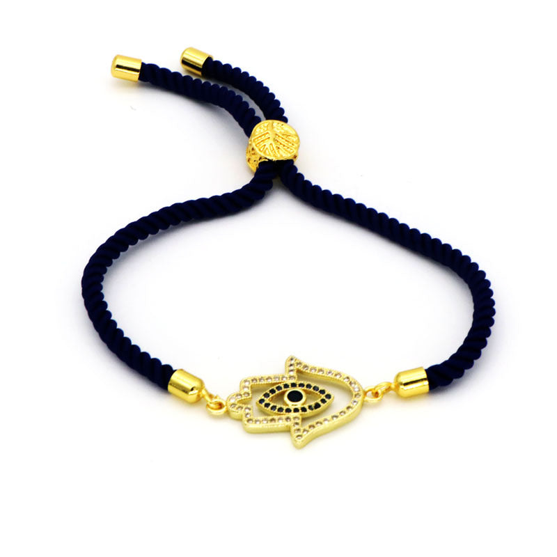 18K Gold Plated Zircon Evil Eye Rope Bracelet for Women