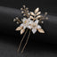 Bridal Hairpin White Floral Leaf Crystal U-Shaped Hair Accessory