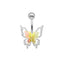 1 Piece Belly Rings Princess Cute Shiny Butterfly 316 Stainless Steel  Alloy Plating Inlay Acrylic Rhinestones White Gold Plated