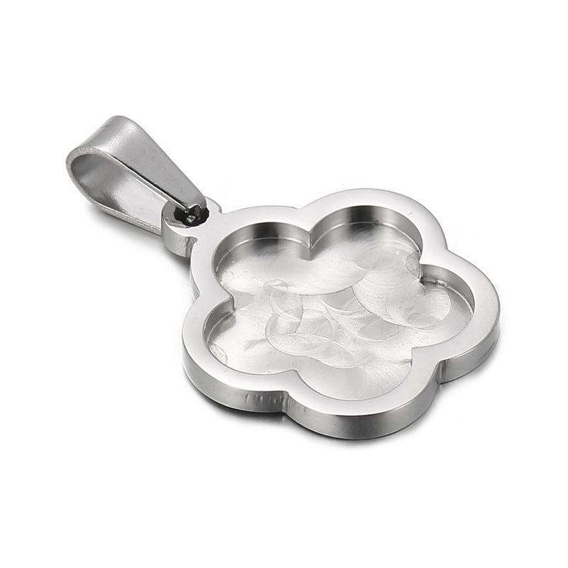 Stainless Steel Flower Pendant with Gemstone Plate Holder - Fashionable and Simple Jewelry Accessories