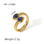 Basic Vintage Style Round Stainless Steel Plating Inlay Natural Stone 18K Gold Plated Open Rings