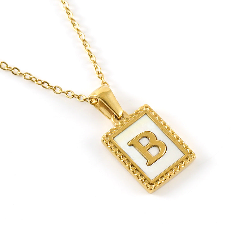 Fashion Titanium Steel Shell Letter Pendant Necklace