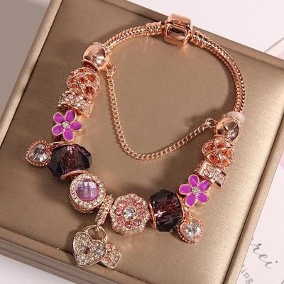 Fairy Leaf Crown Crystal Plated Rose Gold Women's Bracelet