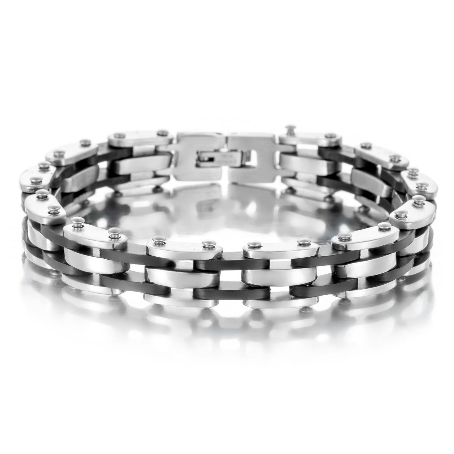 Casual Punk Multi-Layer Stainless Steel Silicone Men's Bracelet