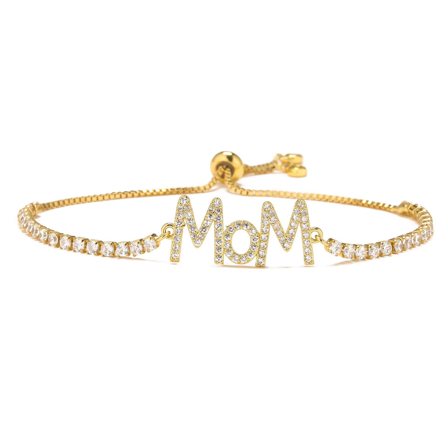 Fashion MAMA Copper Zircon Adjustable Bracelet for Mother's Day Gift