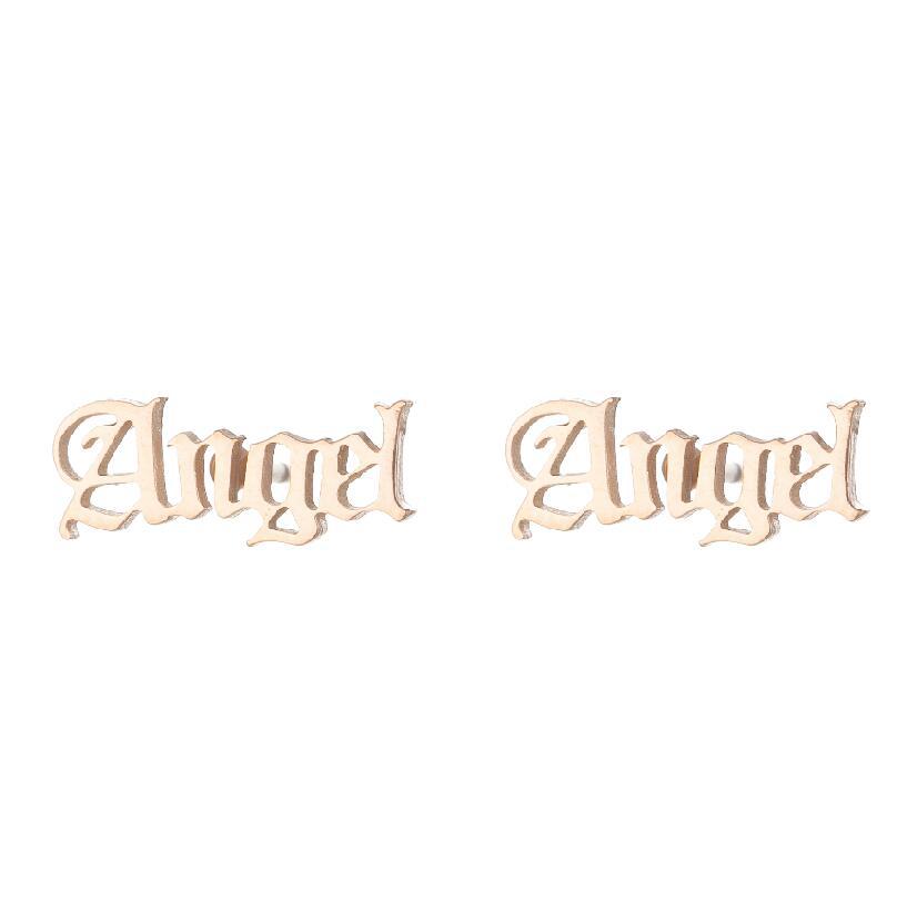 Simple Style Stainless Steel Letter Stud Earrings - Babygirl Angel Design