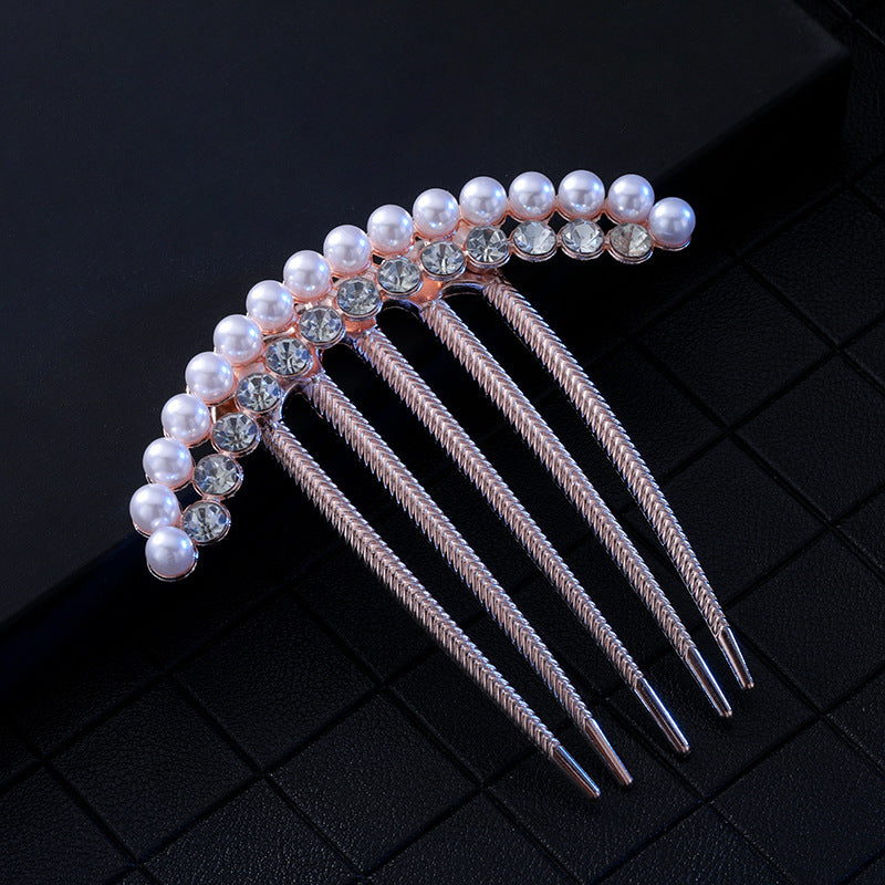 Women's Color Block Alloy Zircon Rhinestone Hair Comb Clip Ornament