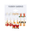 6 Pairs Ethnic Style Cartoon Character Christmas Tree Enamel Alloy Earrings