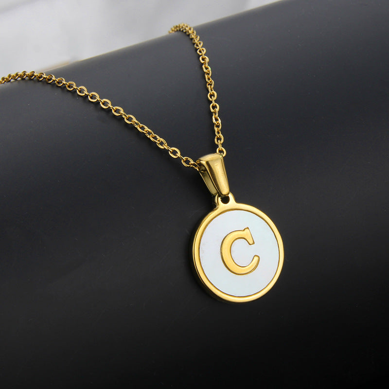 Simple Style Round Letter Titanium Steel Necklace Plating Stainless Steel Necklaces