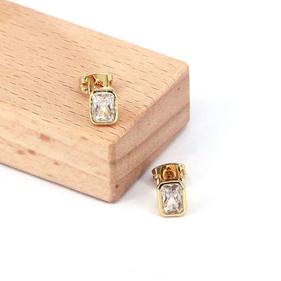 1 Pair Geometric Square Copper Inlay Zircon Stud Earrings