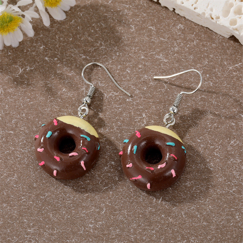 Fashion Multicolor Donut Creative Dessert Resin Earrings